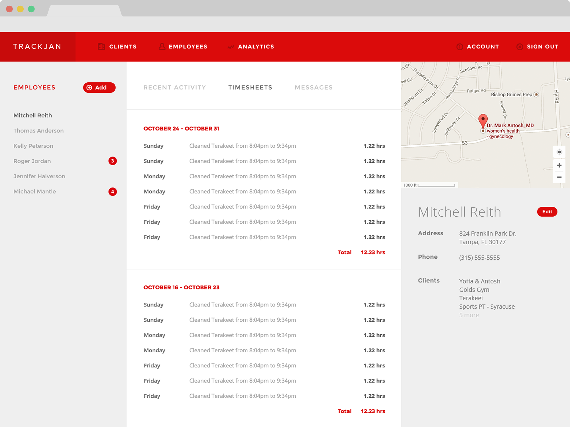 Web app UI screenshot